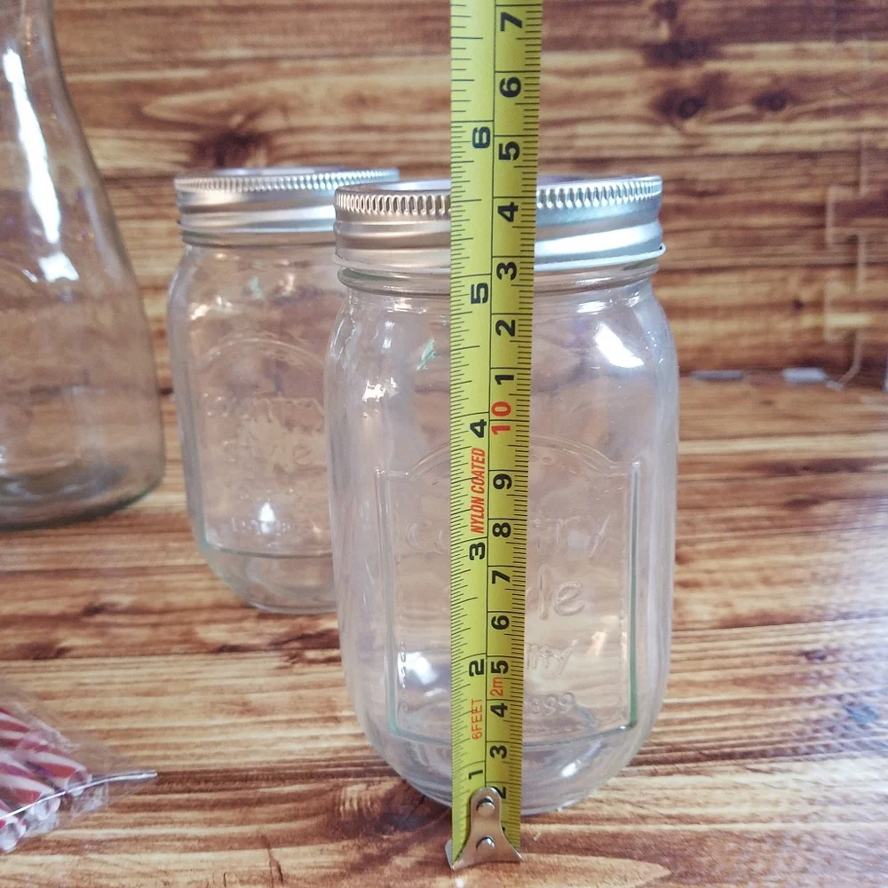 Circleware Country 9-piece set glass Carafe and Mason jar mugs With Straws